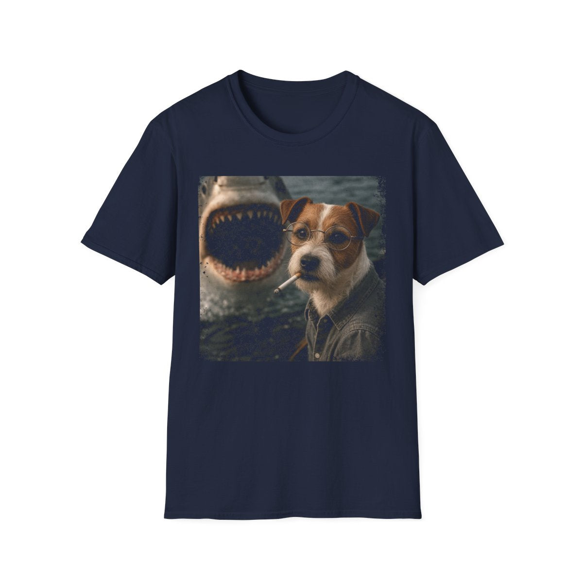 Jack Russell Terrier and Shark Tee - Navy