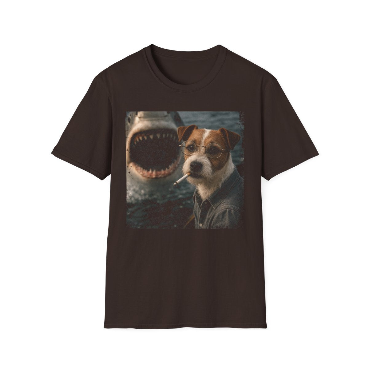 Jack Russell Terrier and Shark Tee - Dark Chocolate