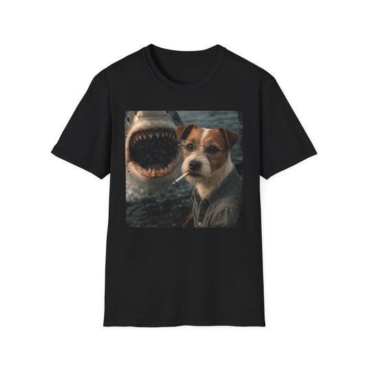 Jack Russell Terrier and Shark Tee - Black
