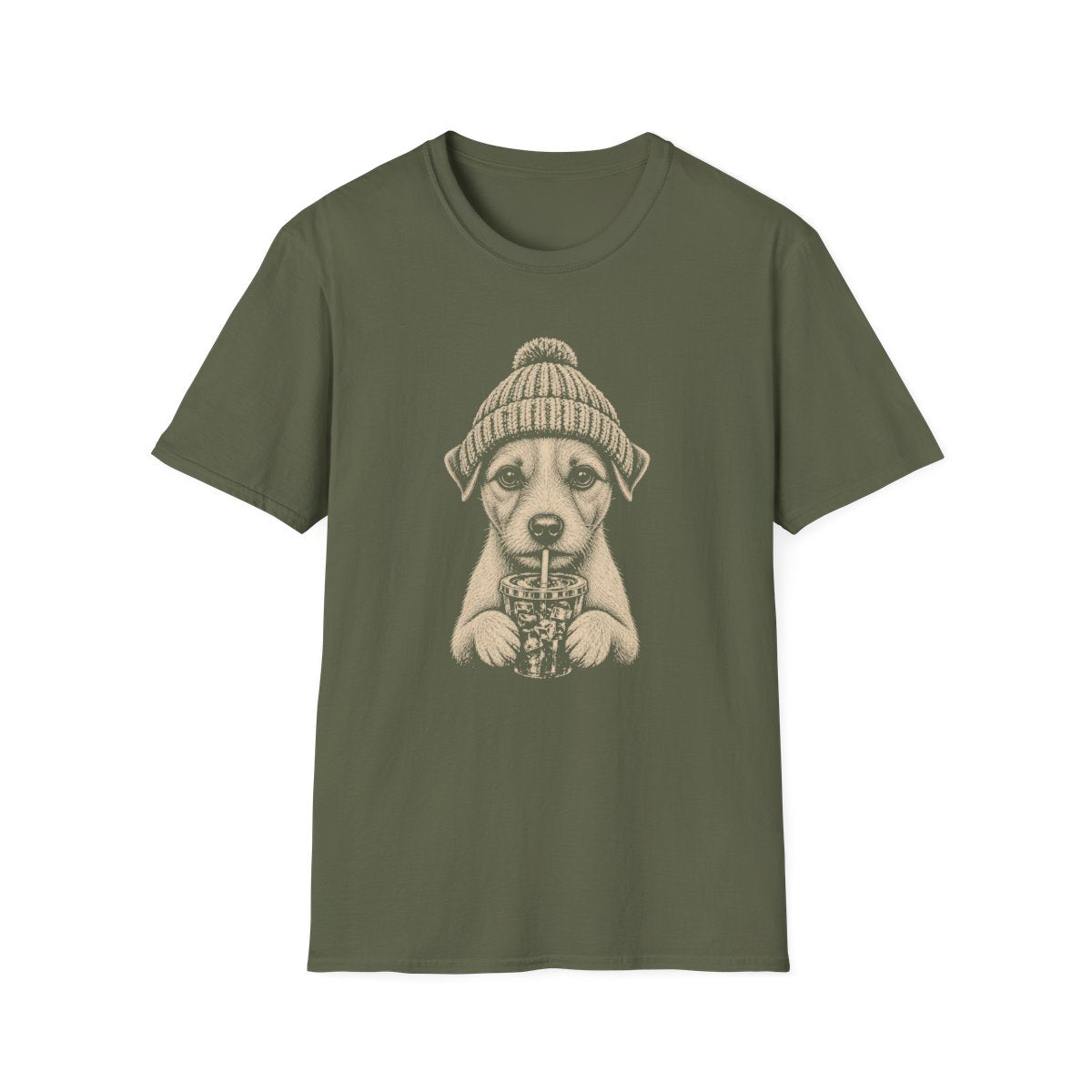 Jack Russell Terrier Cold Brew Tee - Military Green