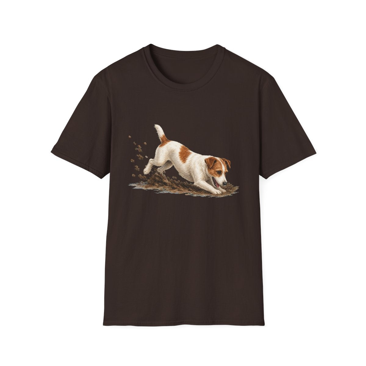 Jack Russell Terrier Excavating Mode On Tee - Dark Chocolate