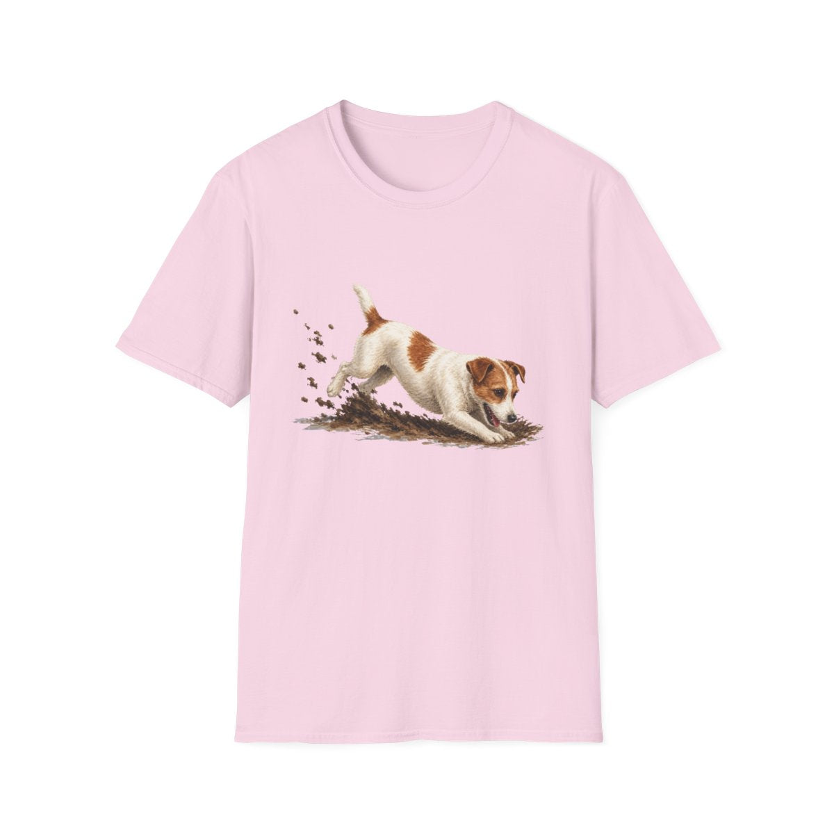 Jack Russell Terrier Excavating Mode On Tee - Light Pink