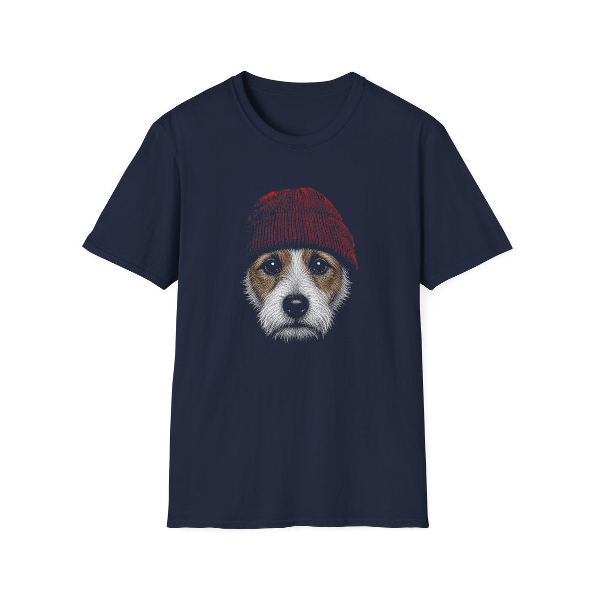 Jack Russell Terrier In Beanie Tee - Navy