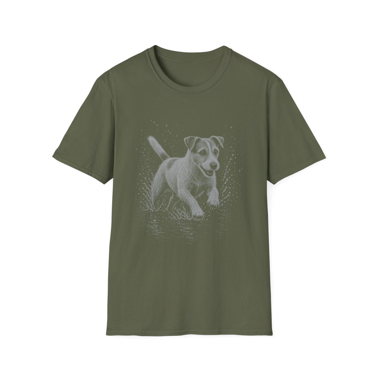Jack Russell Terrier Water Run Tee - Military Green