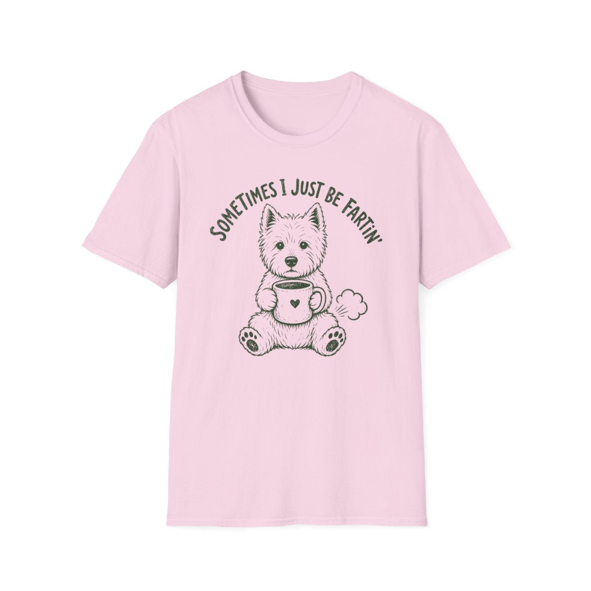 Just Be Fartin Westie Tee - Light Pink