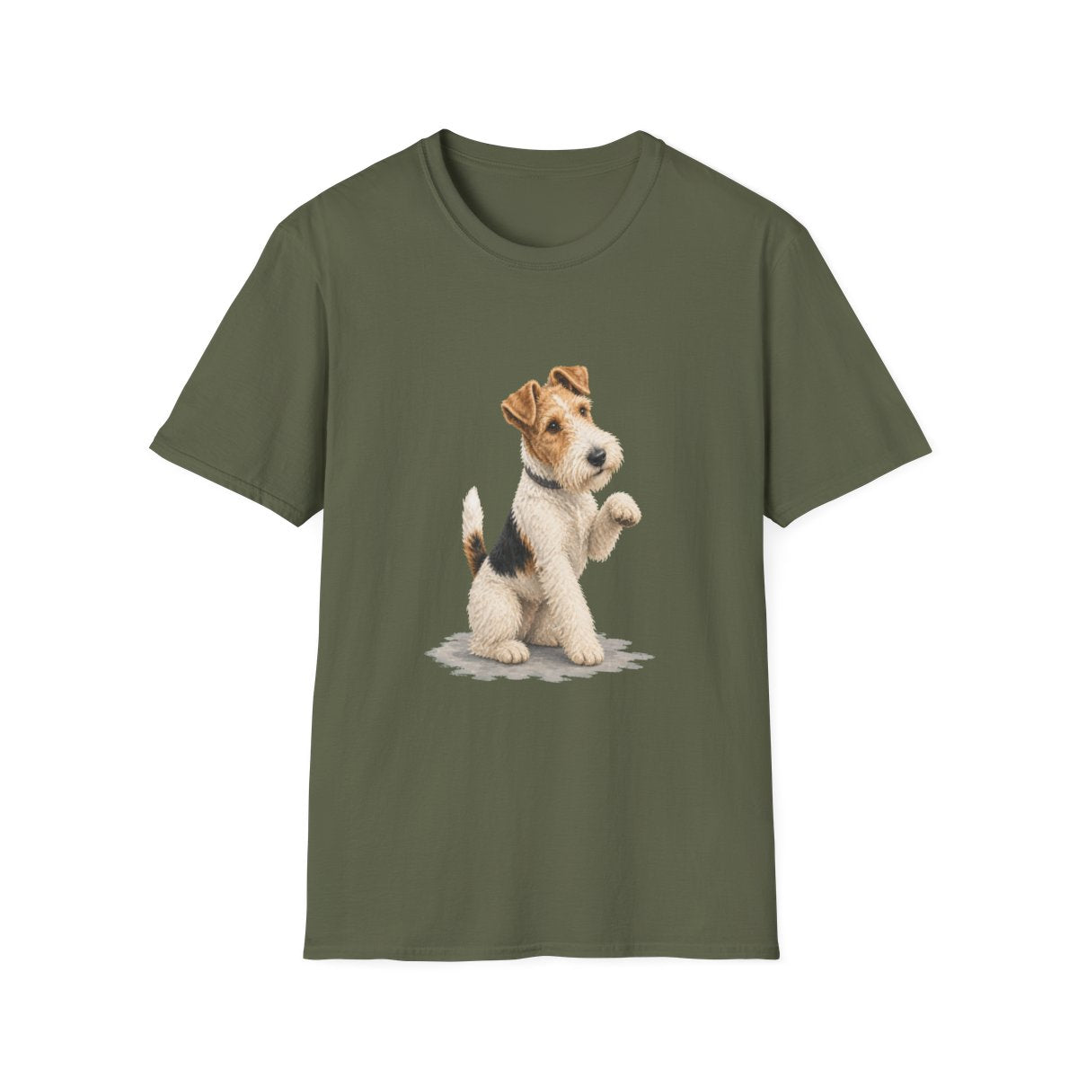 Just One Bite Wire Fox Terrier Tee - Military Green