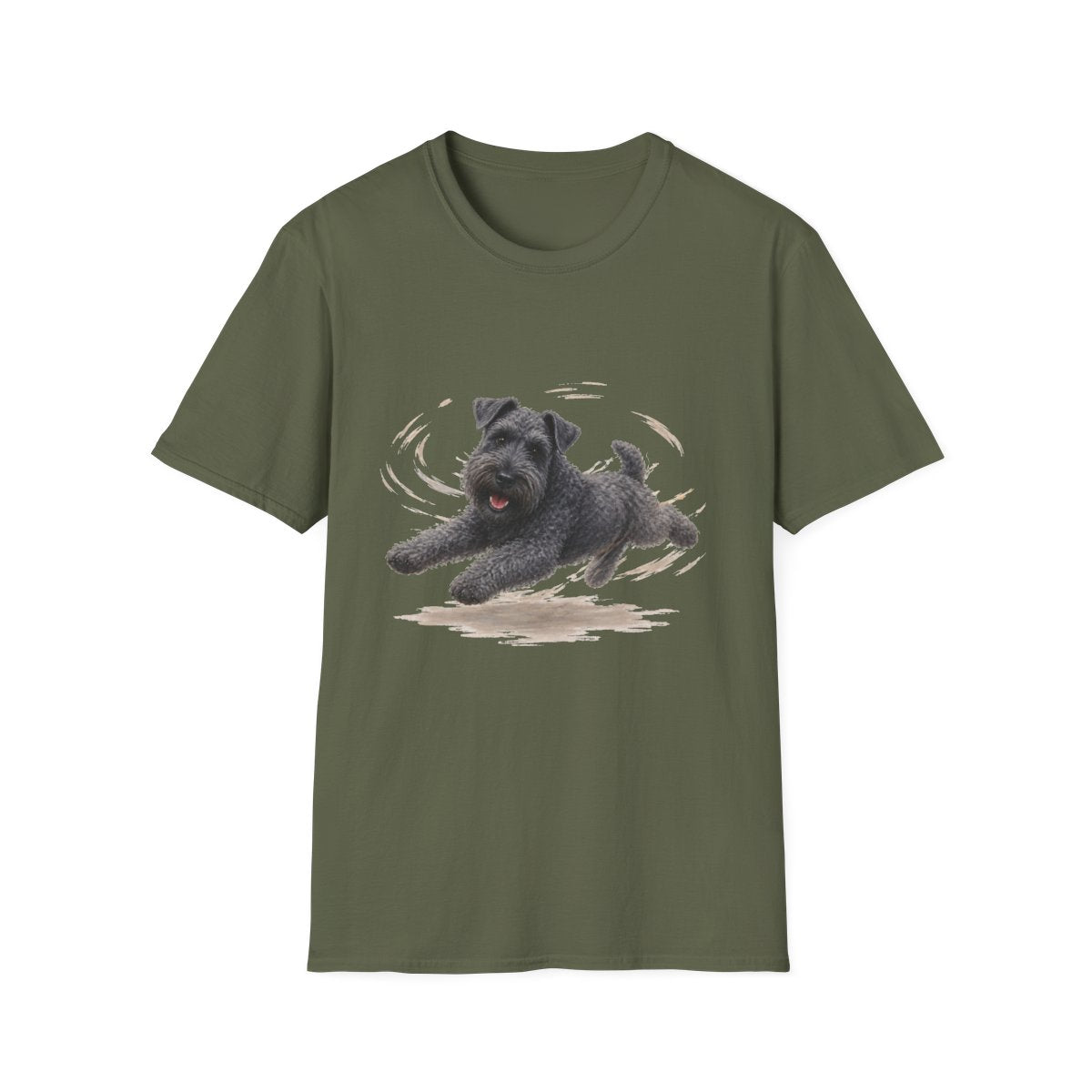 Kerry Blue Terrier Certified Zoomies Champion Tee - Military Green