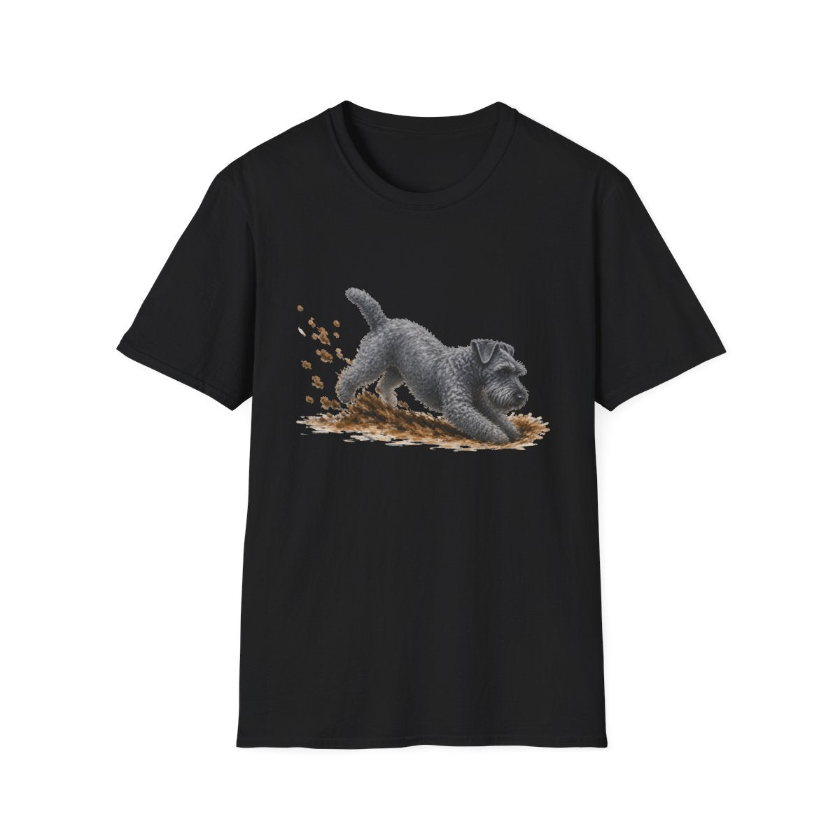 Kerry Blue Terrier Excavating Mode On Tee - Black