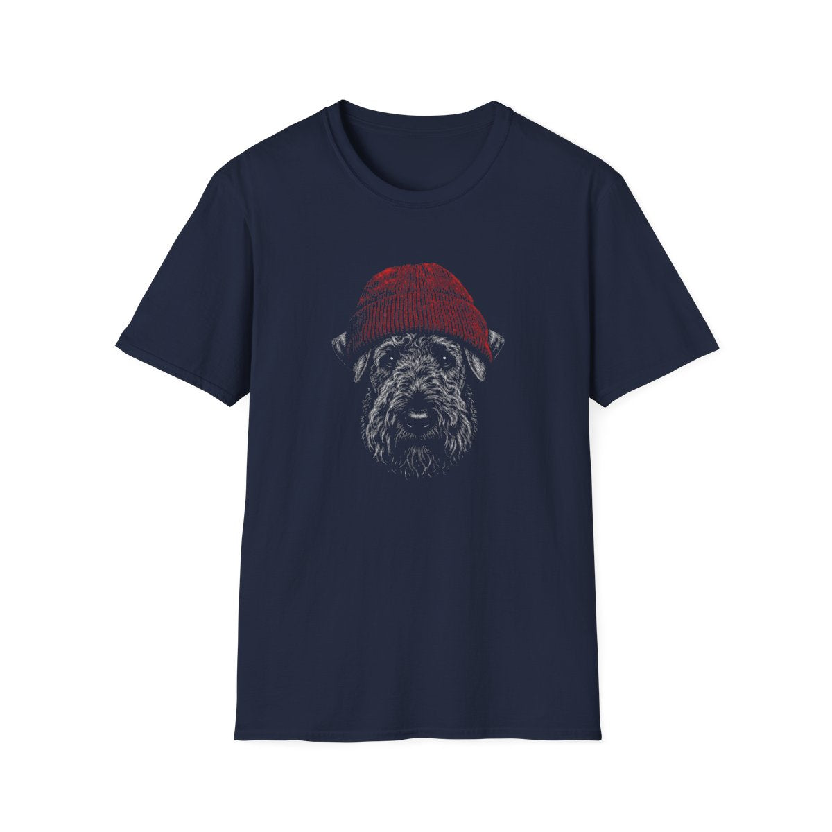 Kerry Blue Terrier In Beanie Tee - Navy