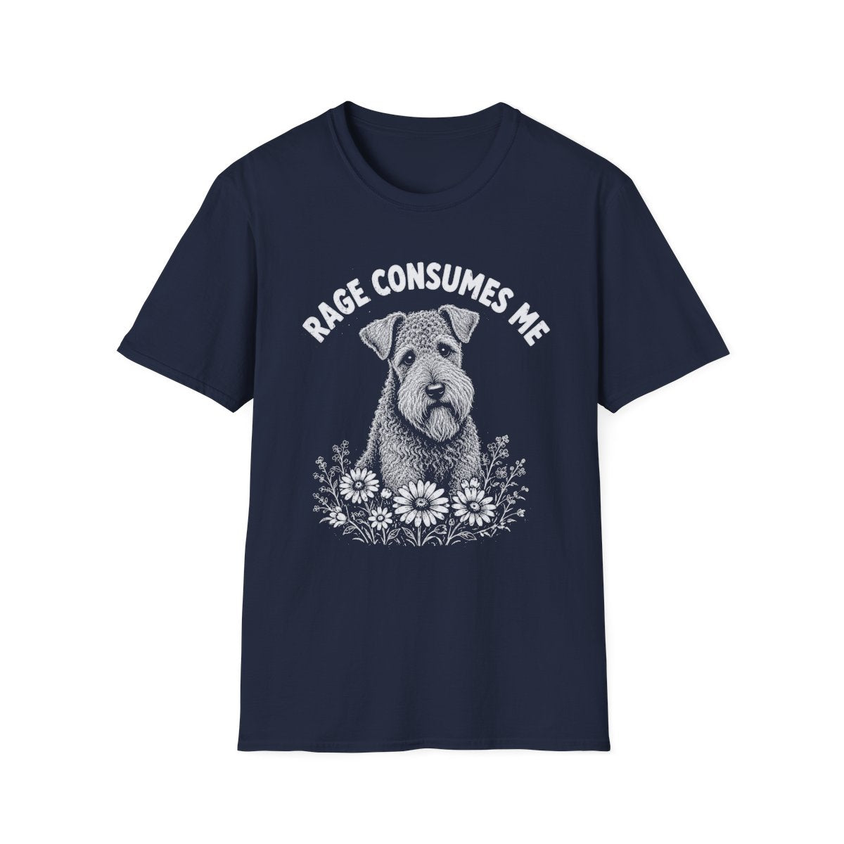 Kerry Blue Terrier Rage Consumes Me Tee - Navy