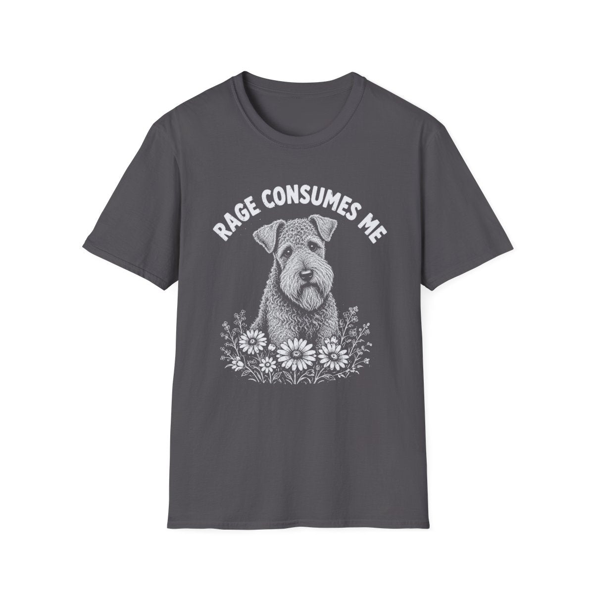 Kerry Blue Terrier Rage Consumes Me Tee - Charcoal