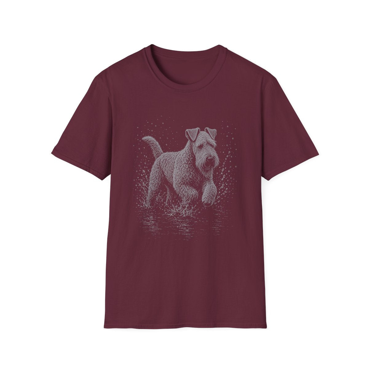 Kerry Blue Terrier Water Run Tee - Maroon