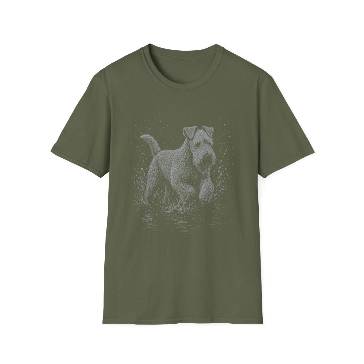 Kerry Blue Terrier Water Run Tee - Military Green