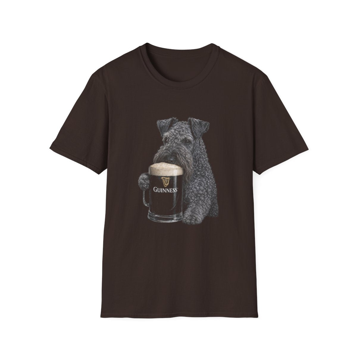 Kerry Blue Terrier With A Pint Tee - Dark Chocolate