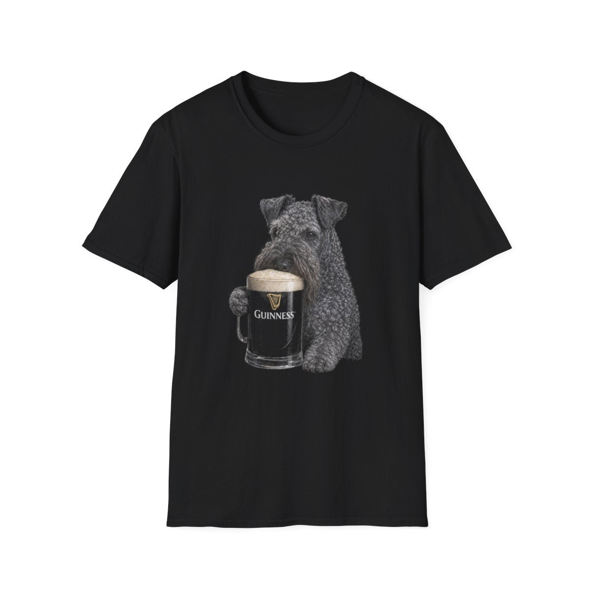 Kerry Blue Terrier With A Pint Tee - Black
