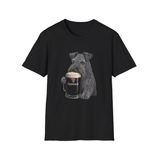 Kerry Blue Terrier With A Pint Tee - Black