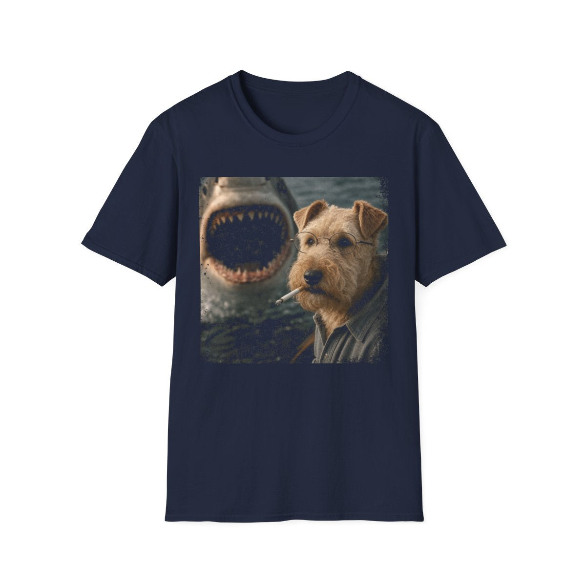 Lakeland Terrier and Shark Tee - Navy