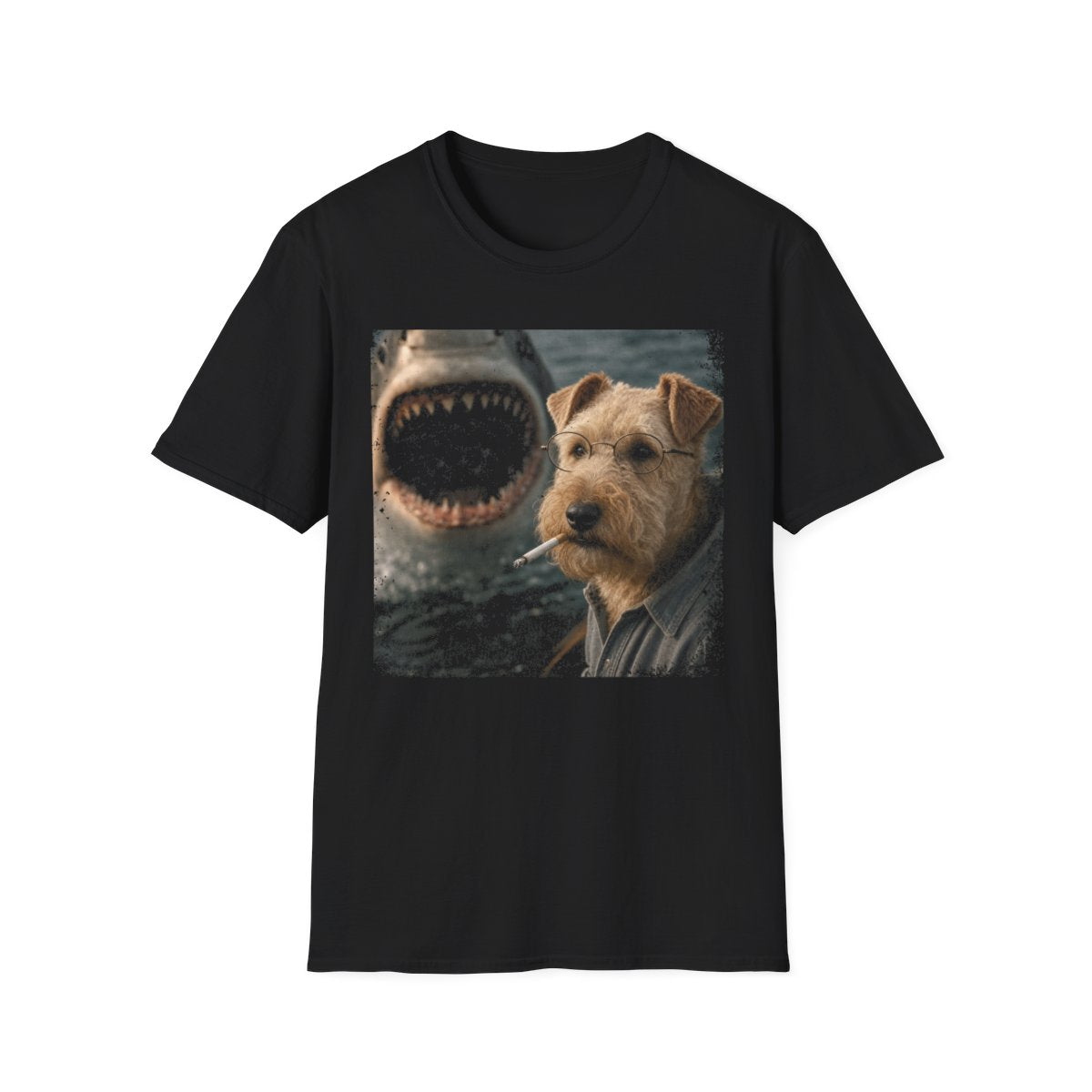 Lakeland Terrier and Shark Tee - Black