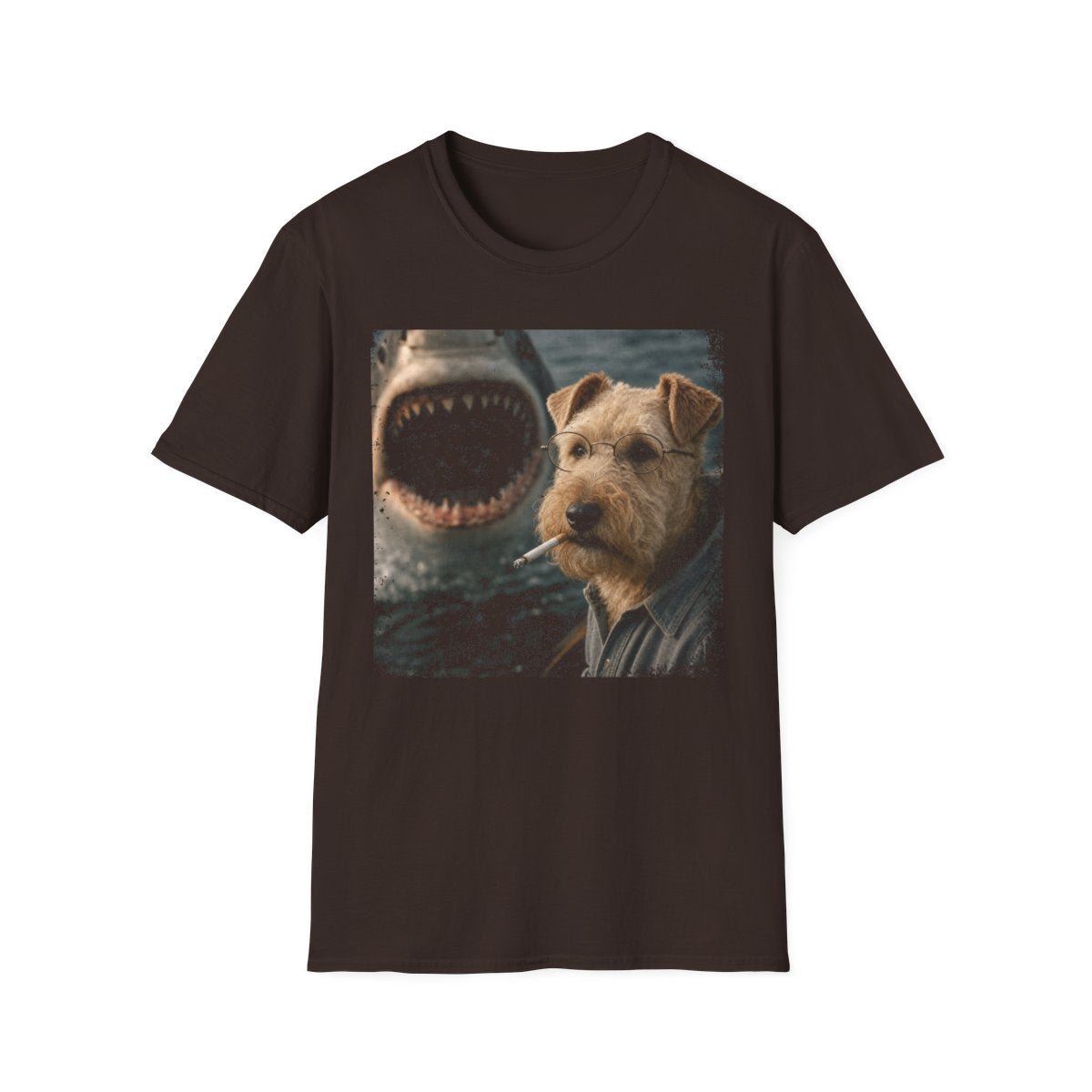 Lakeland Terrier and Shark Tee - Dark Chocolate