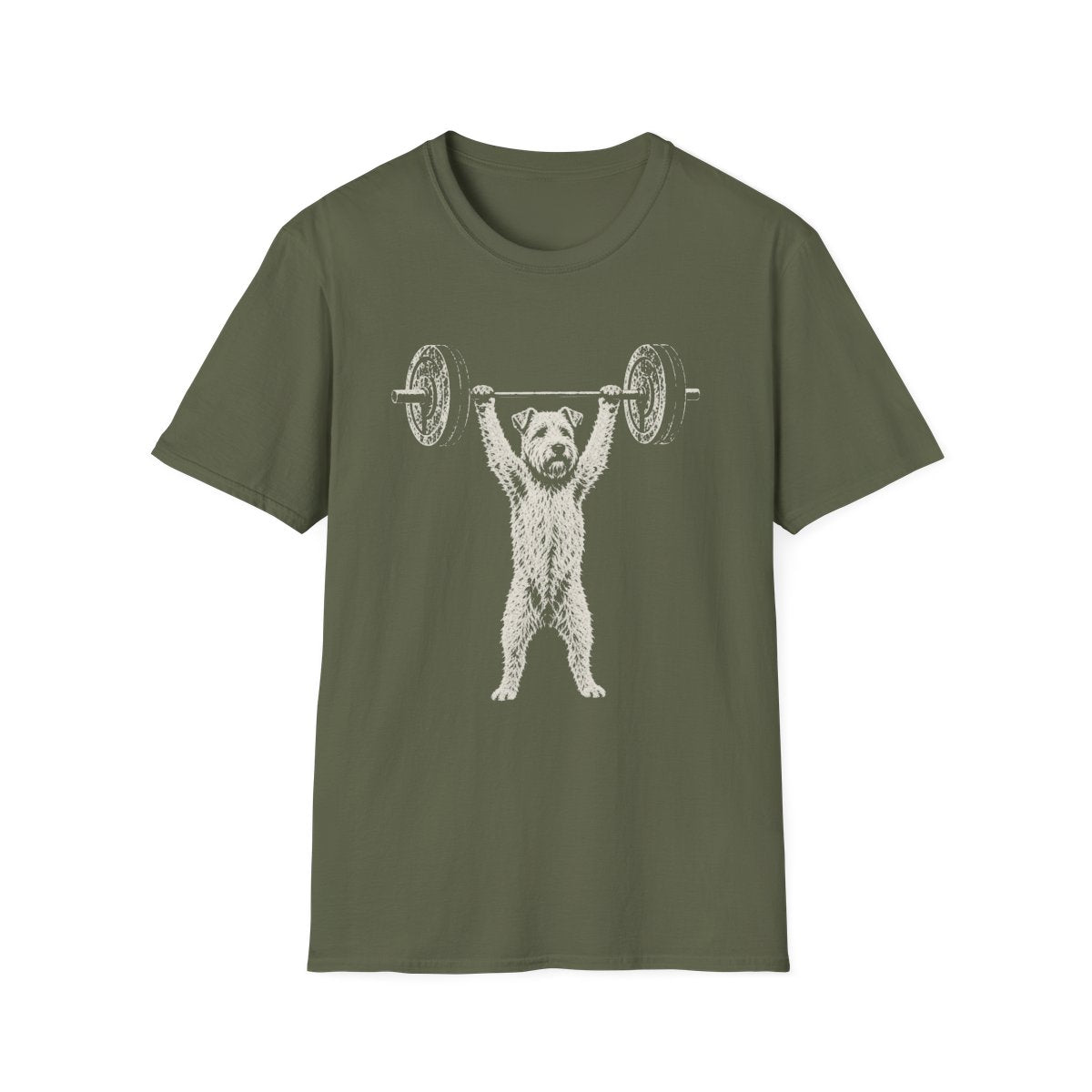 Lakeland Terrier Powerlifting Tee - Military Green