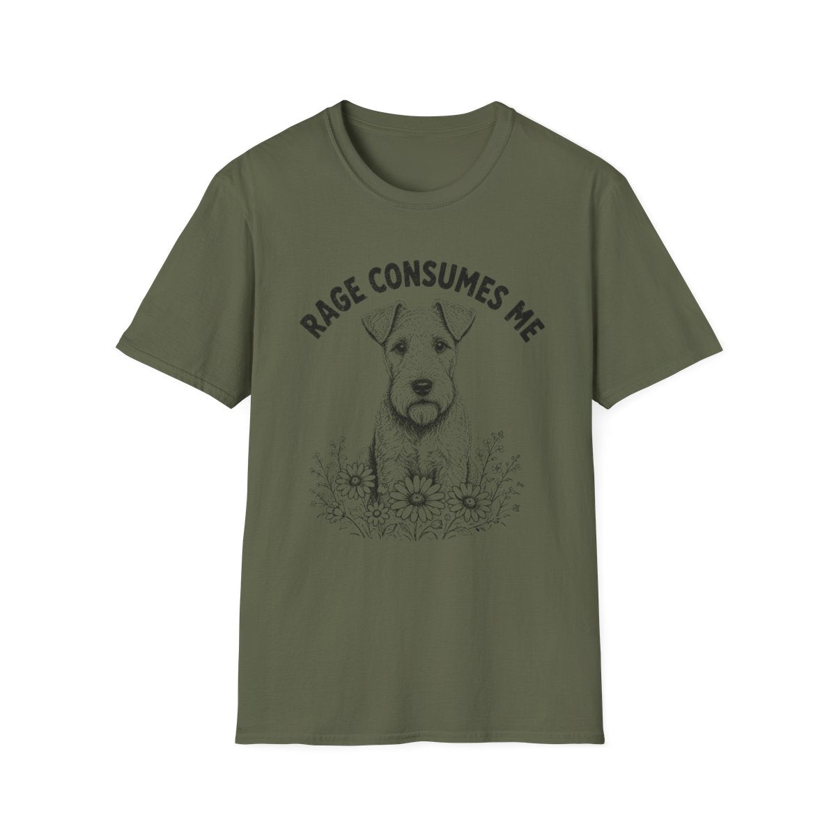 Lakeland Terrier Rage Consumes Me Tee - Military Green