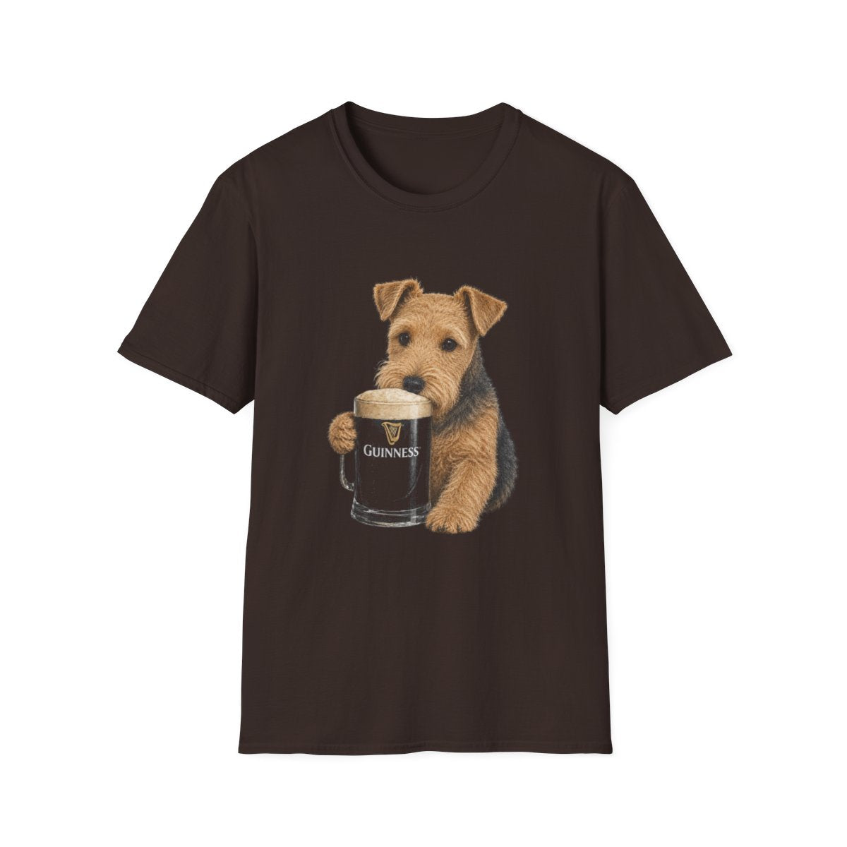 Lakeland Terrier With A Pint Tee - Dark Chocolate