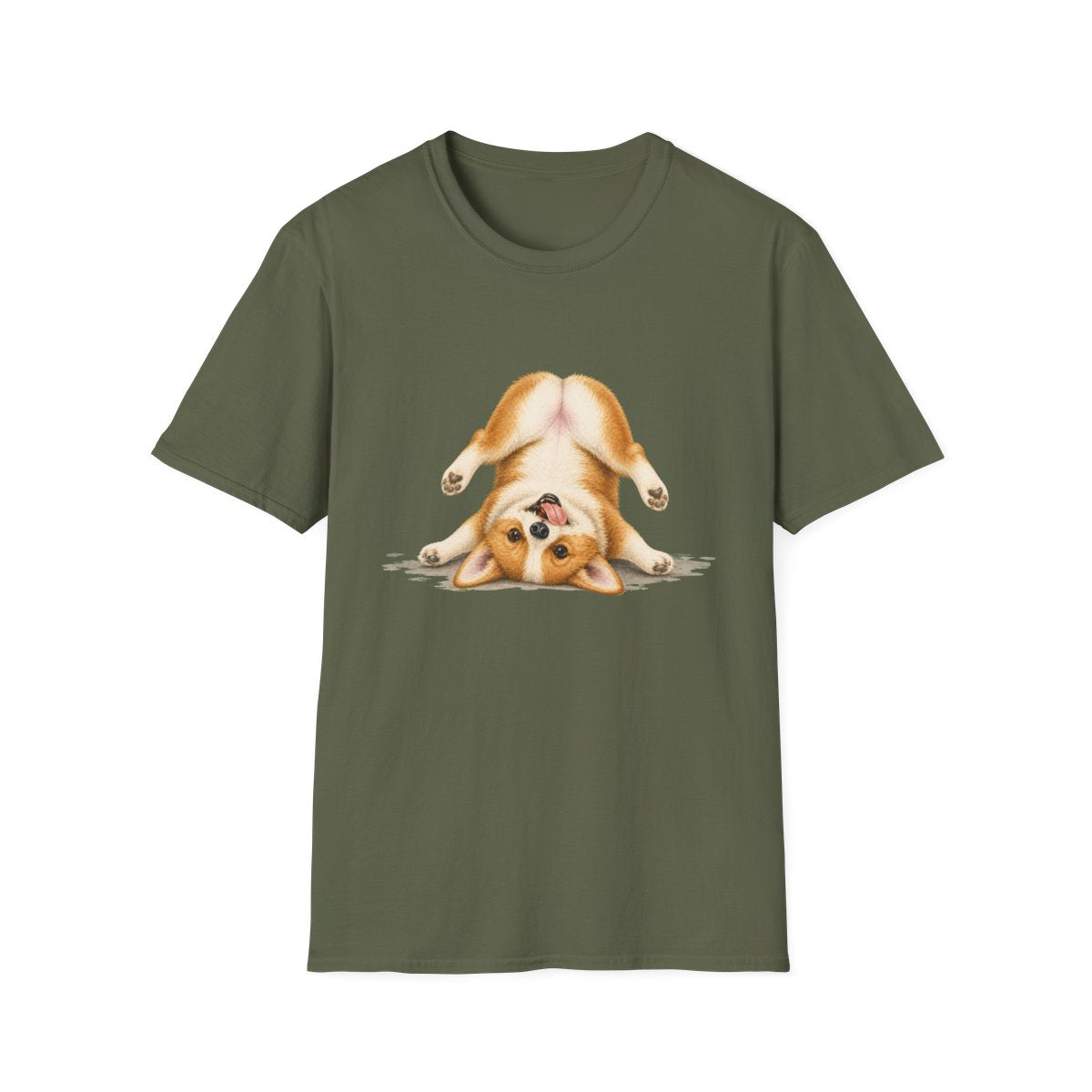 Living My Best Life Corgi Tee - Military Green