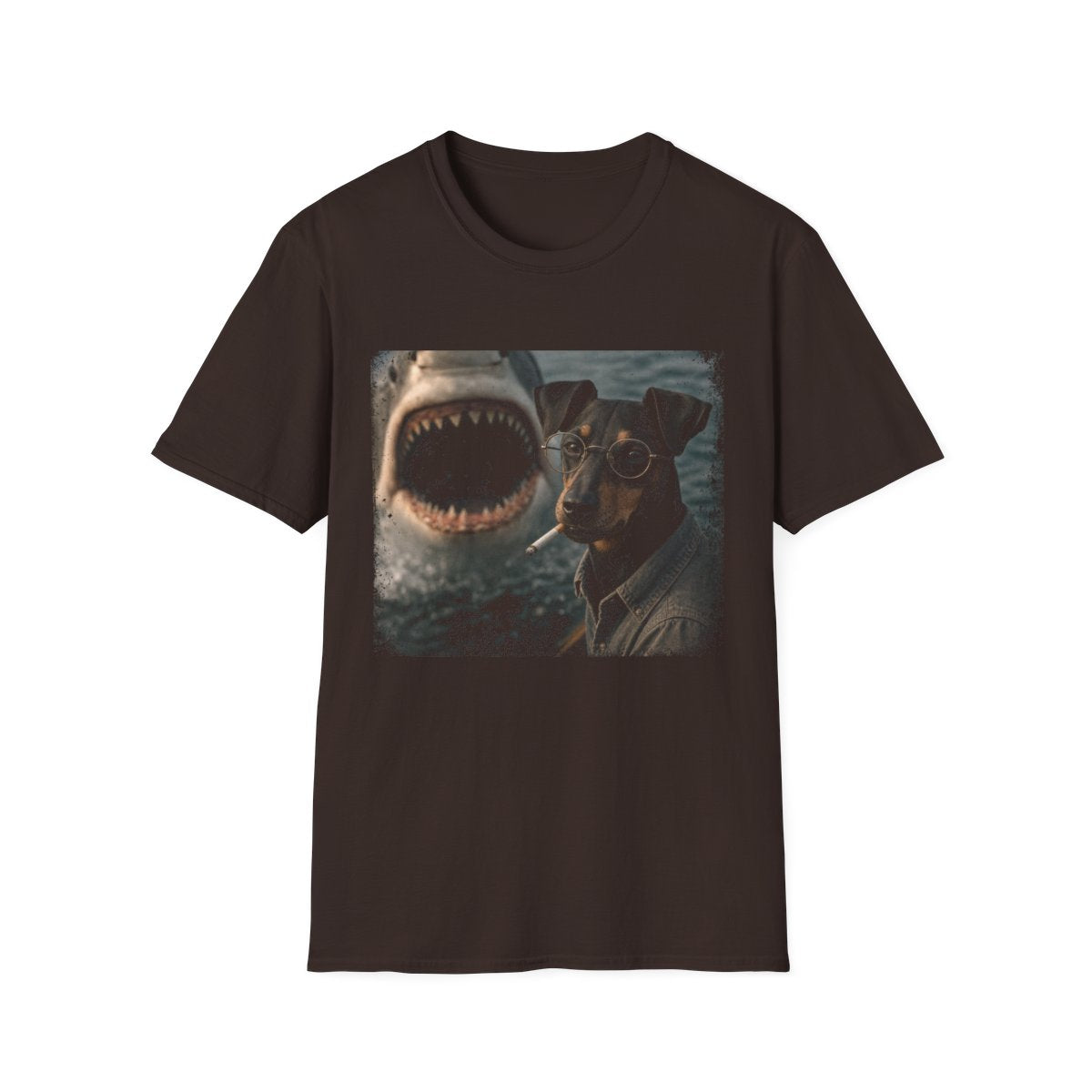 Manchester Terrier and Shark Tee - Dark Chocolate