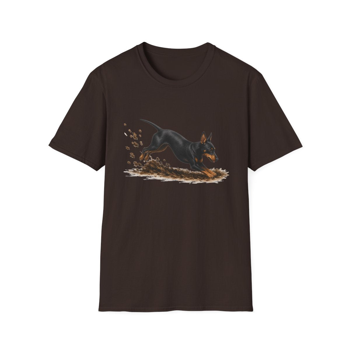 Manchester Terrier Excavating Mode On Tee - Dark Chocolate