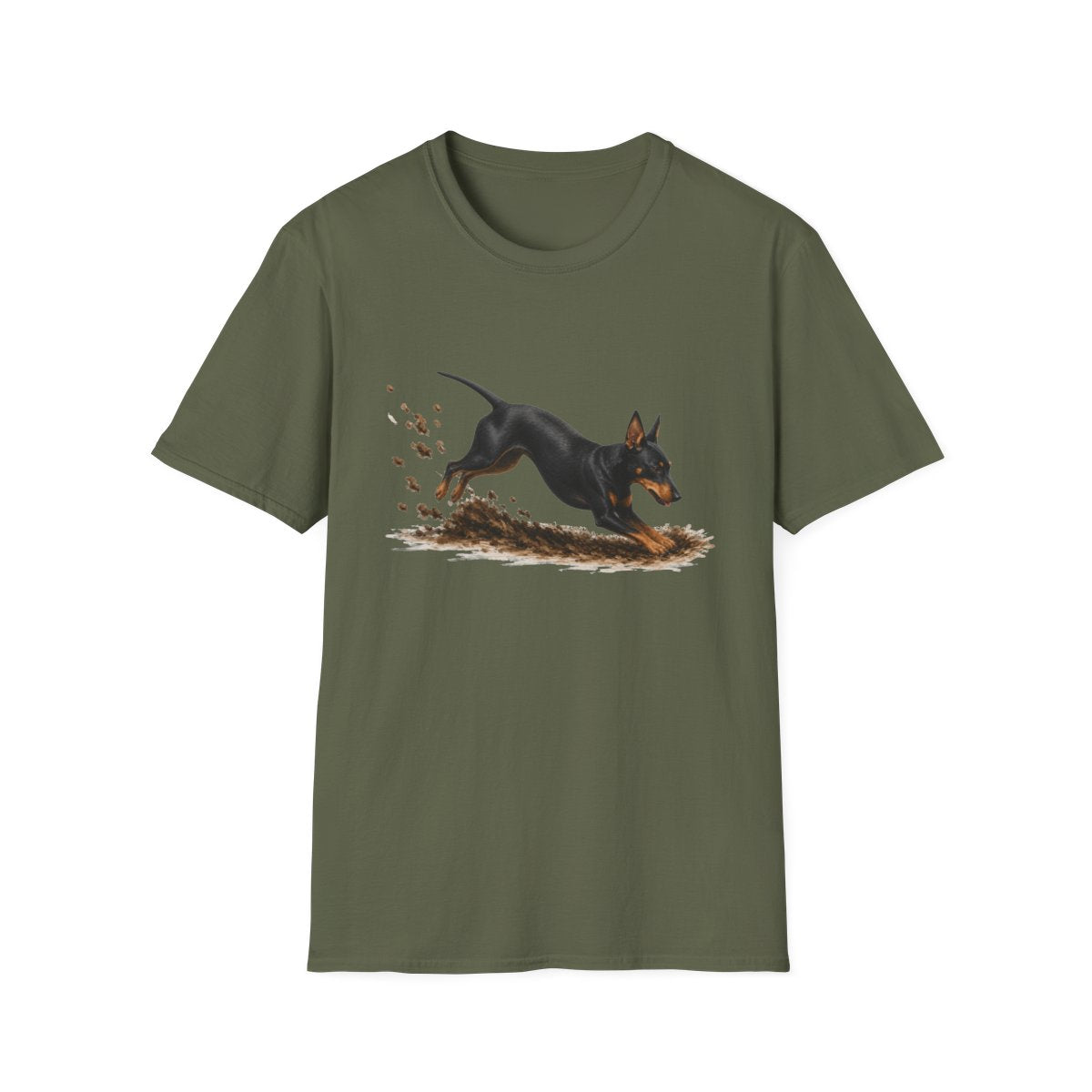 Manchester Terrier Excavating Mode On Tee - Military Green