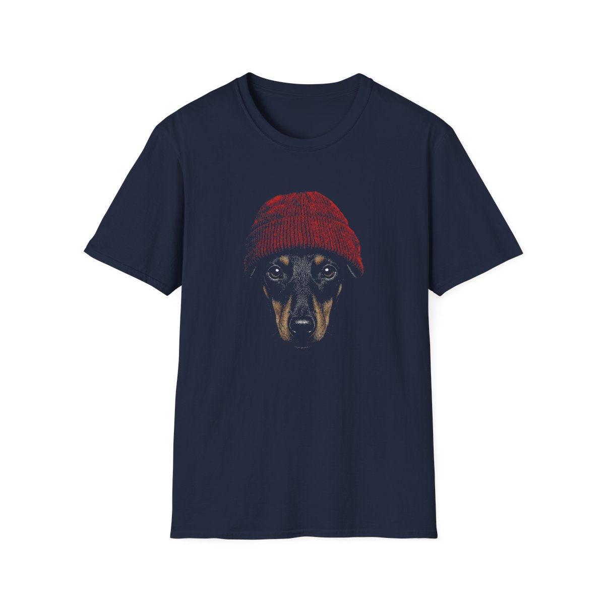 Manchester Terrier In Beanie Tee - Navy