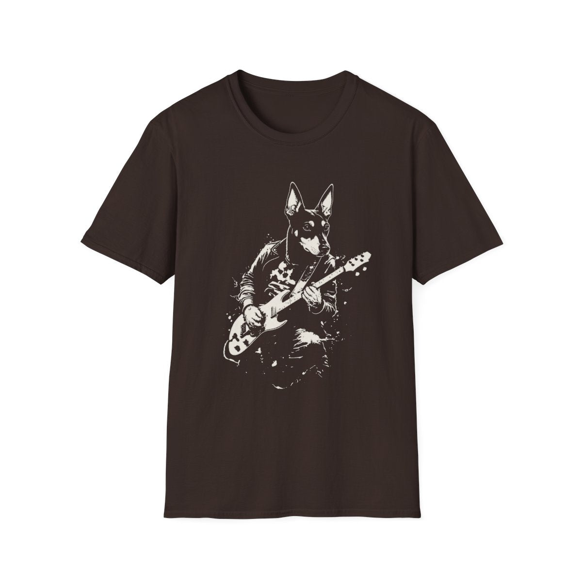 Manchester Terrier Rocking Guitar Tee - Dark Chocolate