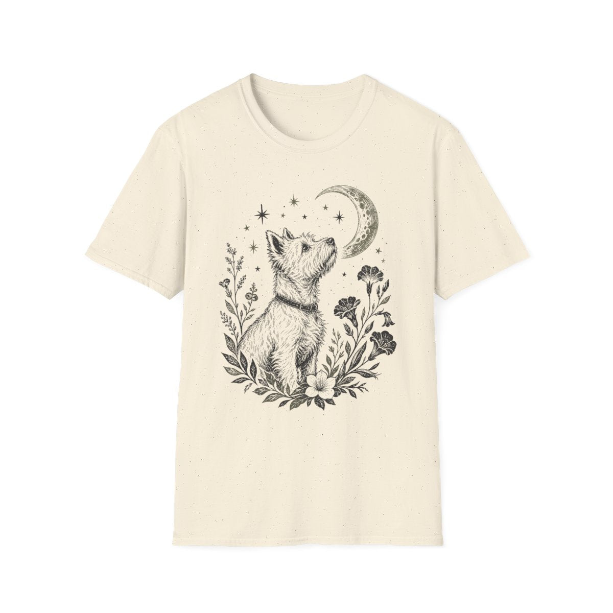 Moonlit Floral Westie Tee - Natural