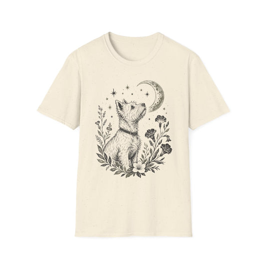 Moonlit Floral Westie Tee - Natural