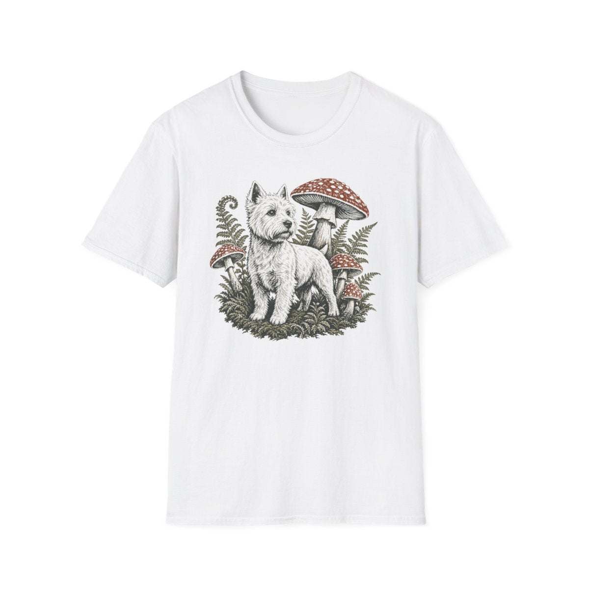 Mushroom Forest Westie Tee - White