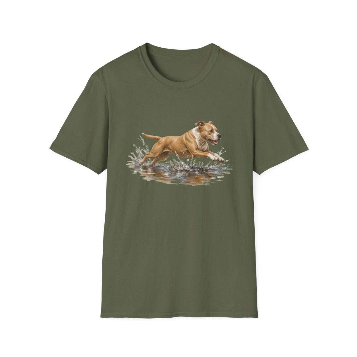 No Puddle Left Behind American Pit Bull Terrier Tee - Military Green