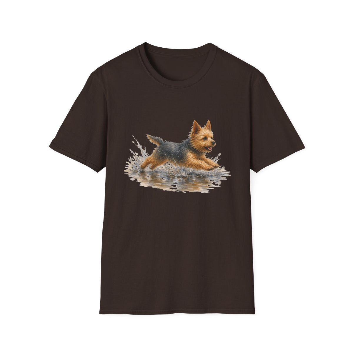 No Puddle Left Behind Australian Terrier Tee - Dark Chocolate