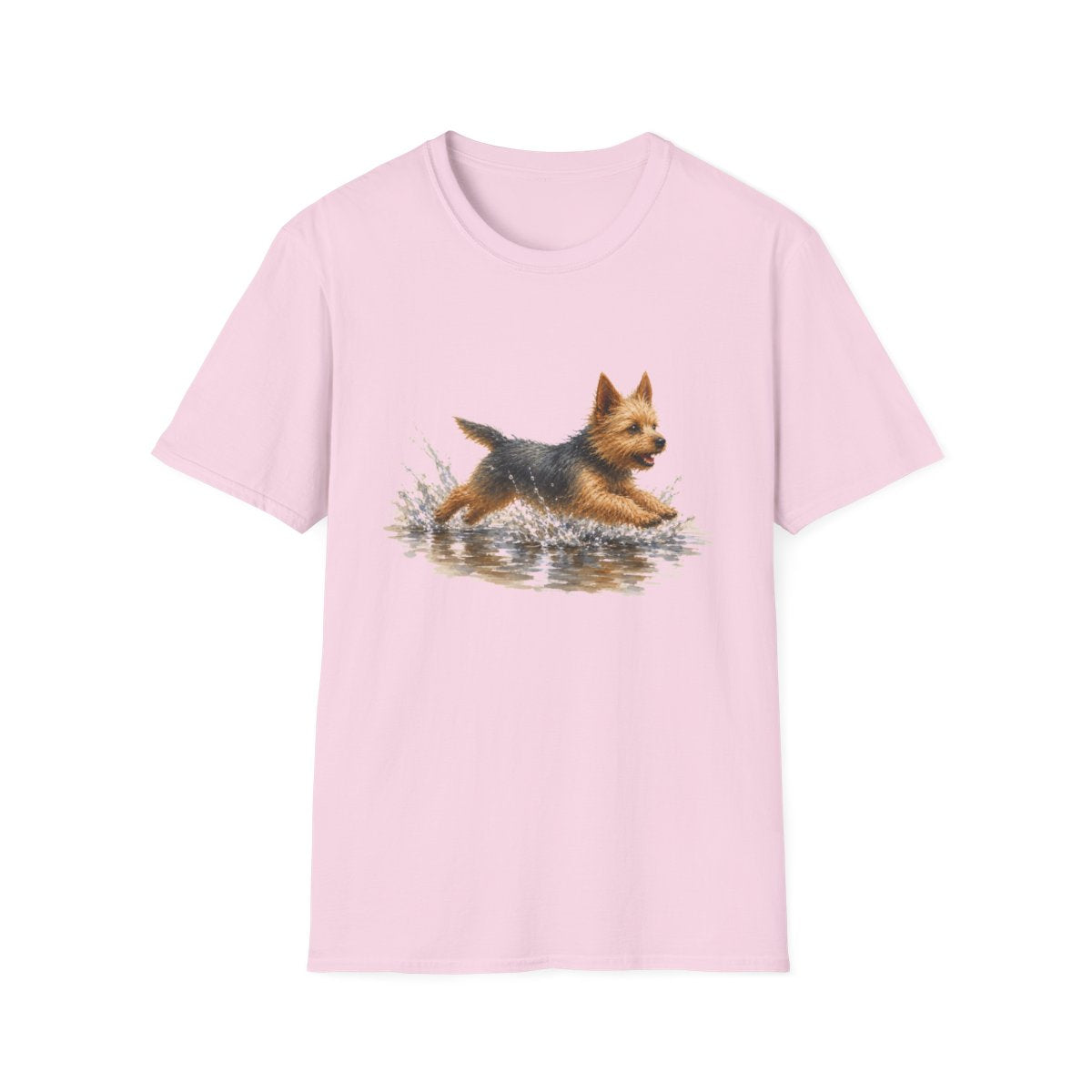 No Puddle Left Behind Australian Terrier Tee - Light Pink