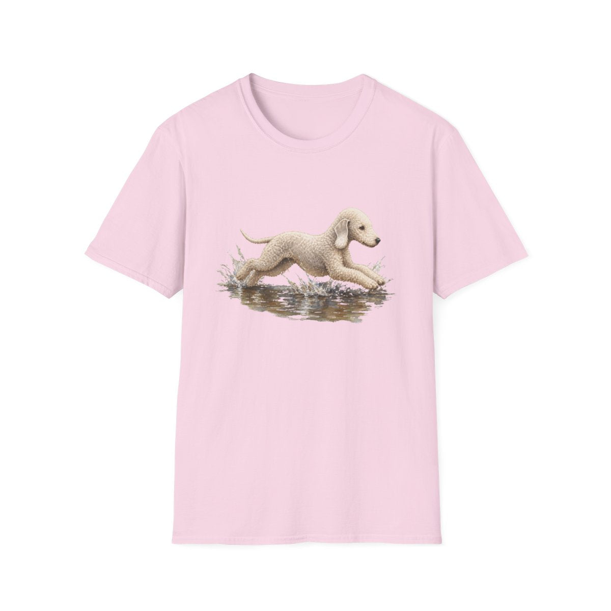 No Puddle Left Behind Bedlington Terrier Tee - Light Pink