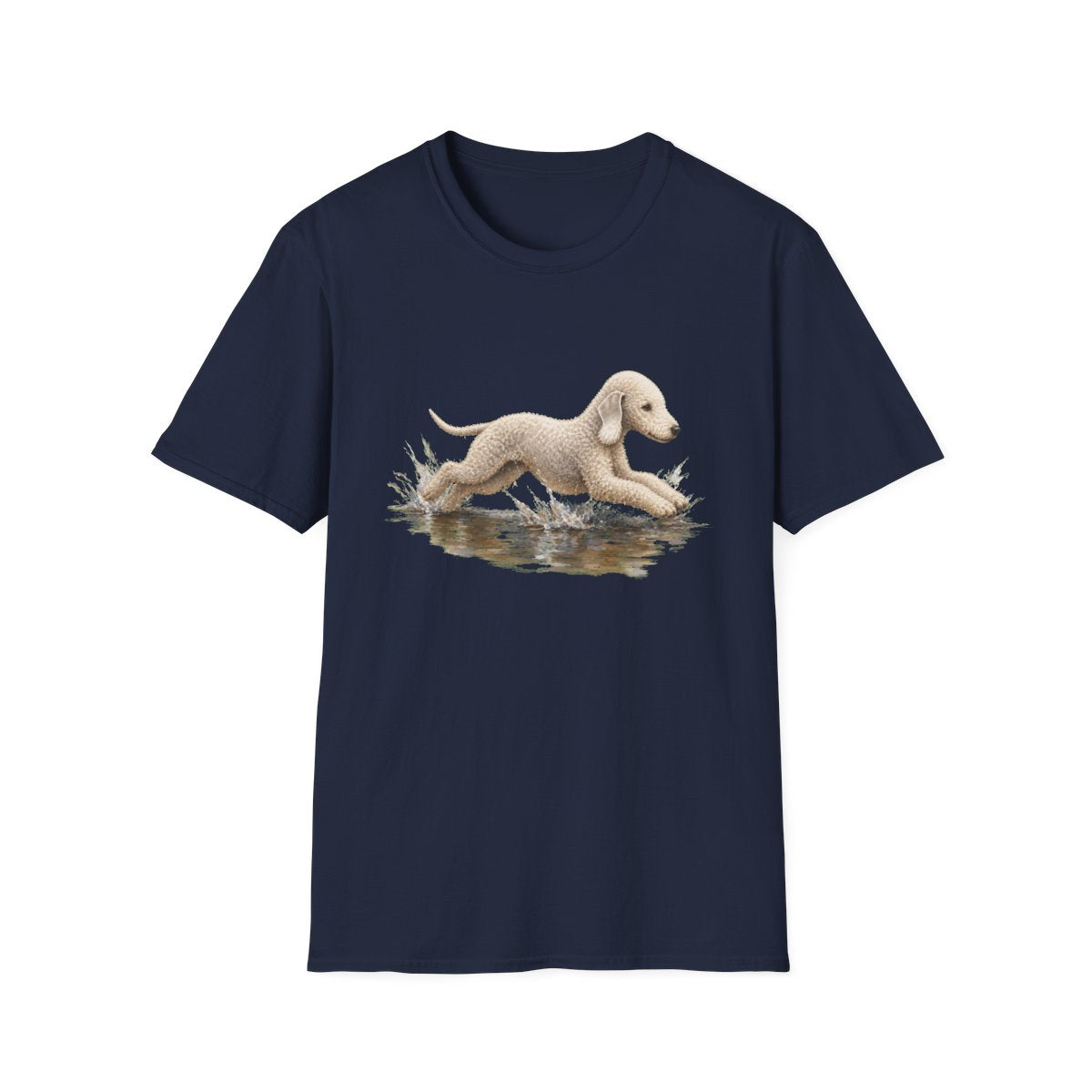 No Puddle Left Behind Bedlington Terrier Tee - Navy