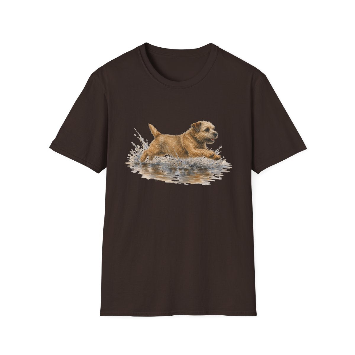 No Puddle Left Behind Border Terrier Tee - Dark Chocolate
