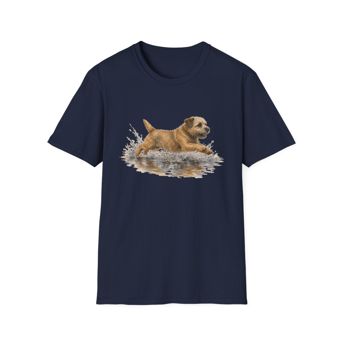 No Puddle Left Behind Border Terrier Tee - Navy
