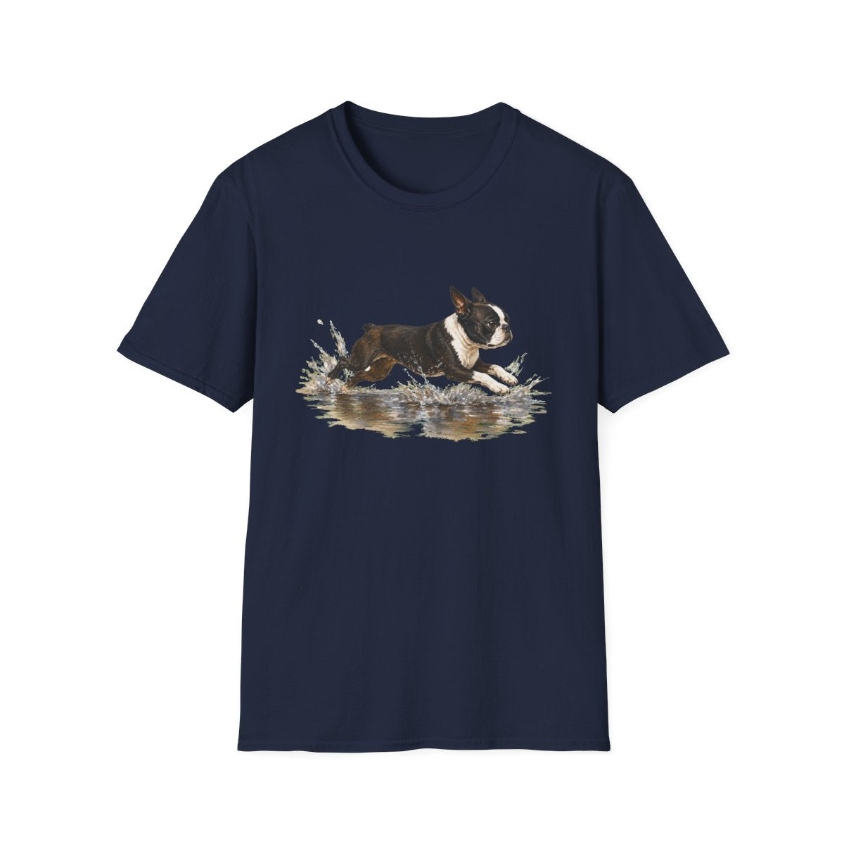 No Puddle Left Behind Boston Terrier Tee - Navy