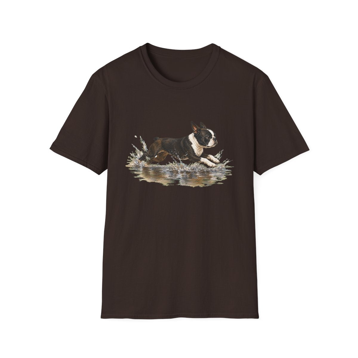 No Puddle Left Behind Boston Terrier Tee - Dark Chocolate