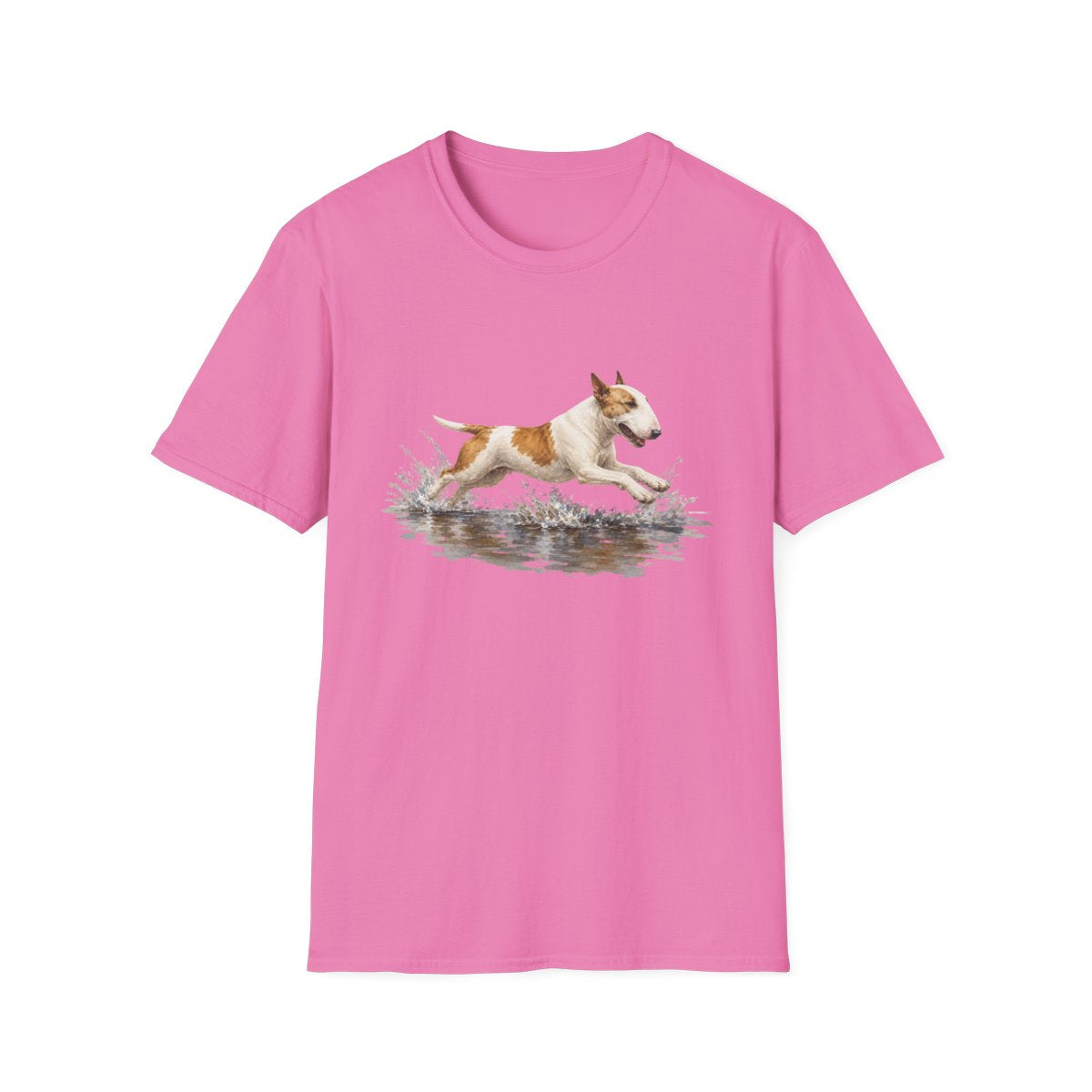 No Puddle Left Behind Bull Terrier Tee - Azalea
