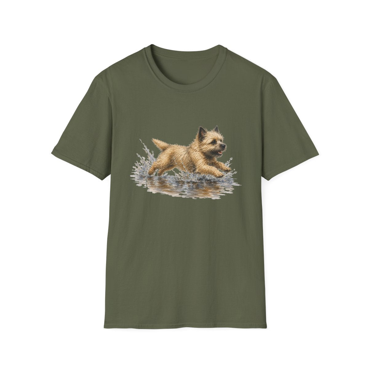 No Puddle Left Behind Cairn Terrier Tee - Military Green