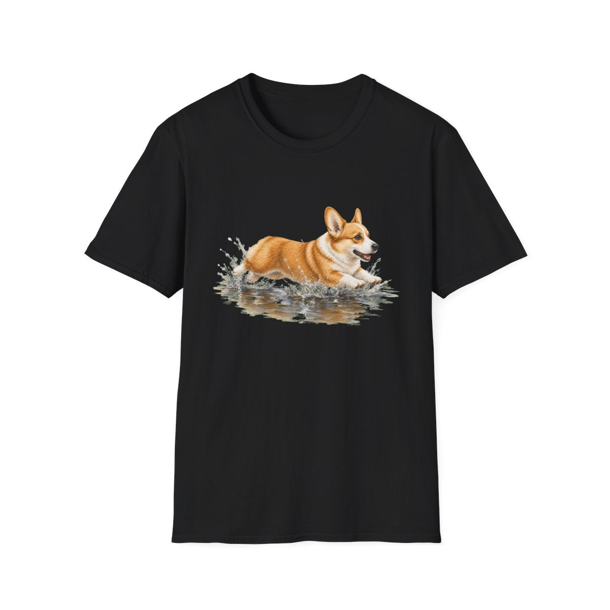 No Puddle Left Behind Corgi Tee - Black