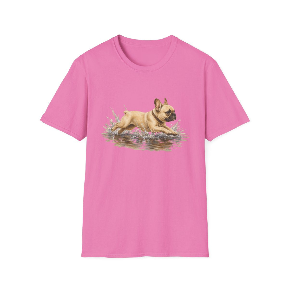No Puddle Left Behind French Bulldog Tee - Azalea