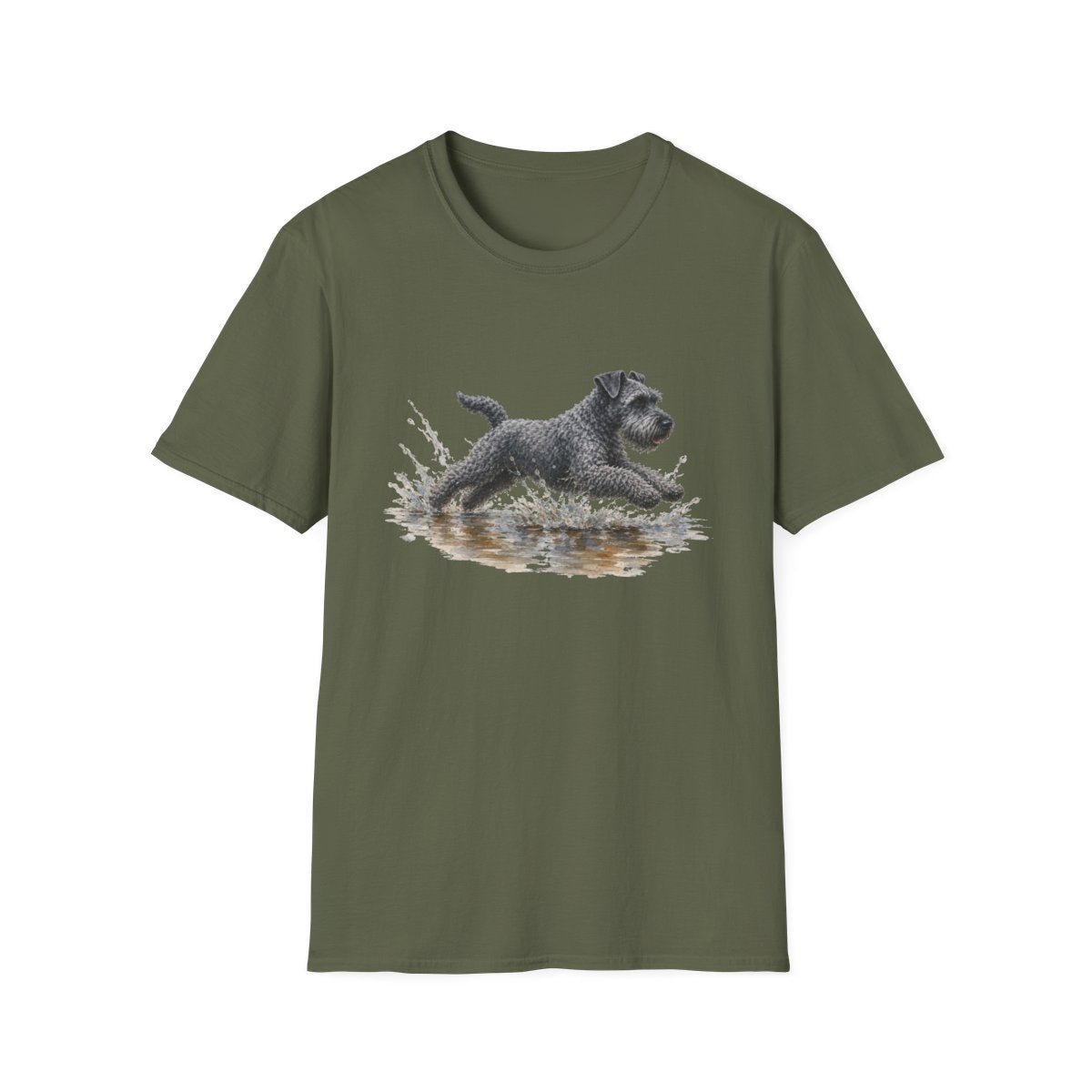 No Puddle Left Behind Kerry Blue Terrier Tee - Military Green