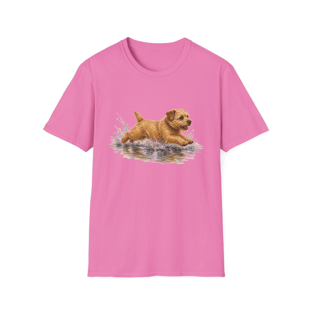 No Puddle Left Behind Norfolk Terrier Tee - Azalea